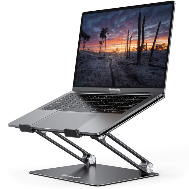 Lamicall adjustable aluminum laptop stand with ergonomic design for 10–17.3 inch laptops, black.