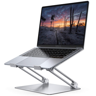 Lamicall adjustable aluminum laptop stand with ergonomic design for 10–17.3 inch laptops, silver.