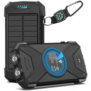 BLAVOR black solar power bank with solar panel charging and rugged construction for outdoor