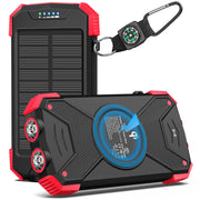 BLAVOR red solar charger with 20W fast charging, LED flashlight, and durable design.