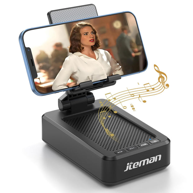 Black Bluetooth Phone Stand with HD Speaker for Hands-Free Viewing