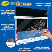 Light-up LED drawing board showing colorful designs for kids.