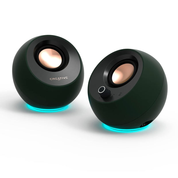 Creative Pebble Pro speakers with RGB lighting effects activated