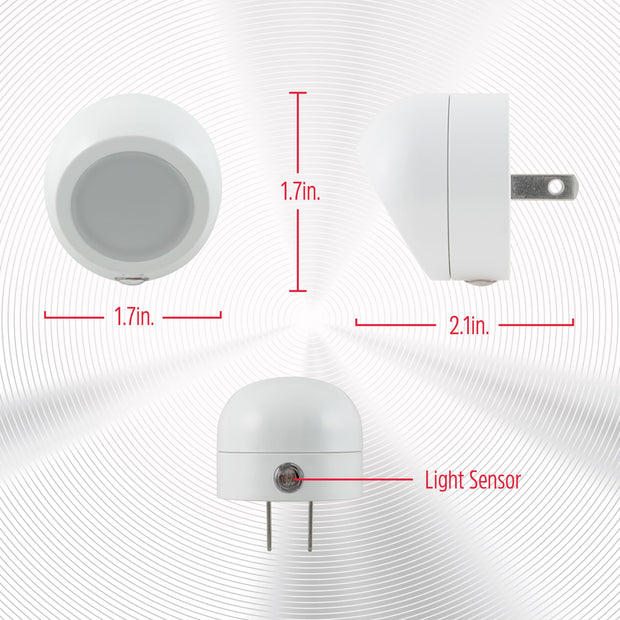 Energizer Rotating LED Night Light with 360° adjustable head's light sensor and compact size.