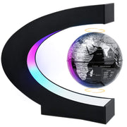 Floating LED globe with black C-frame design