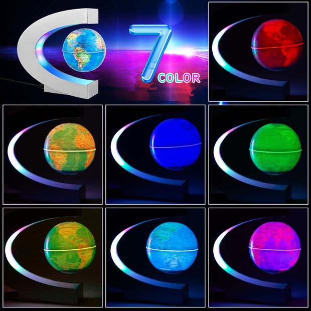 7-color LED illuminated floating globe