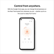 Mobile app interface controlling the Nest Thermostat remotely.