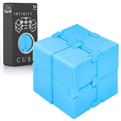 Blue Infinity Cube sensory fidget toy, foldable stress relief gadget