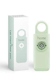 Hootie personal safety alarm keychain with 130dB siren and strobe light, white.