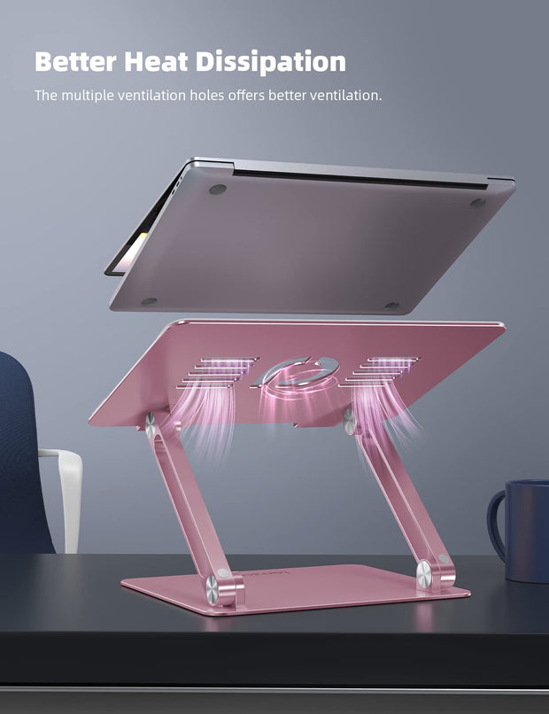 Foldable Lamicall laptop stand for easy portability during travel or office use, pink.