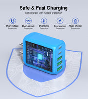 USB-C charger block with built-in overcurrent, overheat, and short-circuit protection.