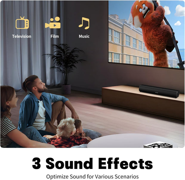 Rythflo soundbar remote control with bass boost and LED light settings