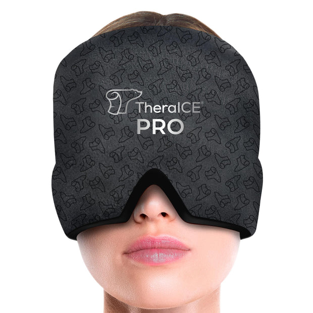 Soft gel TheraICE headache cap for stress and migraine relief, shadow black PRO.