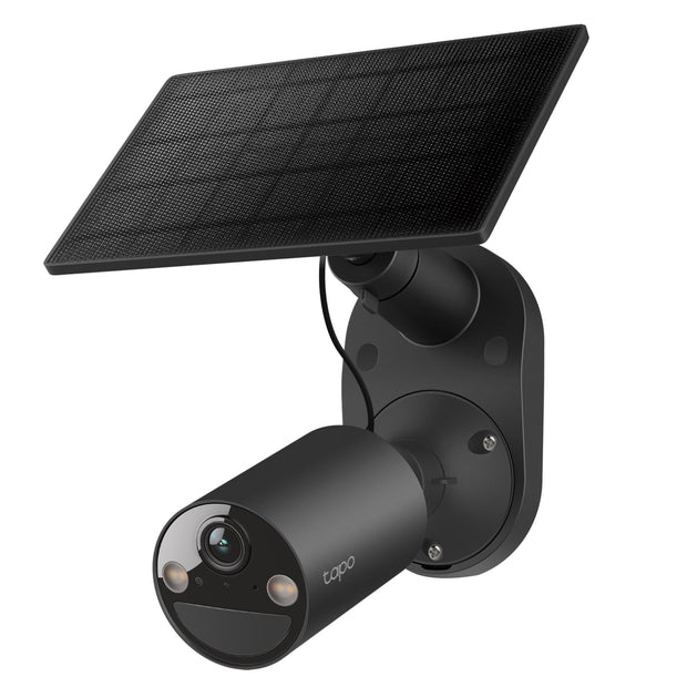 Black Tapo SolarCam C402 – Solar-Powered Security Camera for 24/7 Outdoor Protection.